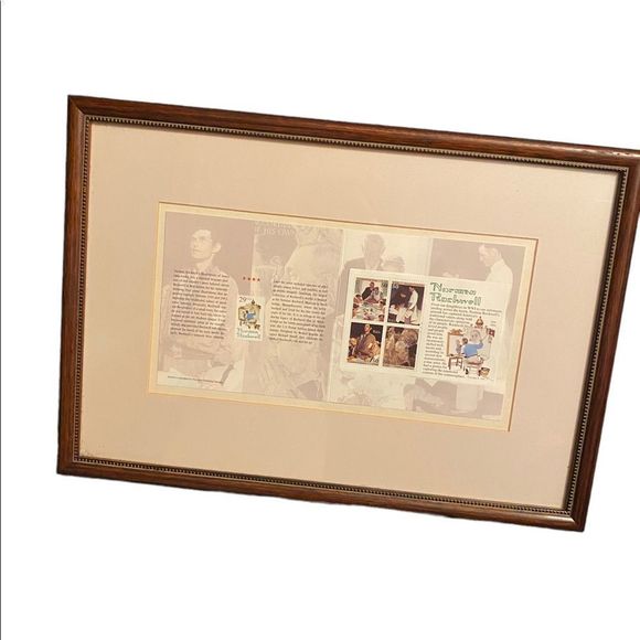 Vintage Norman Rockwell framed artwork 5 stamps collection 1994 - Picture 2 of 12